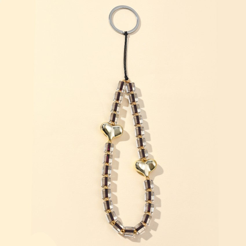 Wholesale Resin Square Bead Heart Keychain
